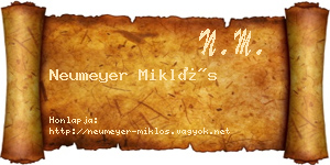 Neumeyer Miklós névjegykártya
